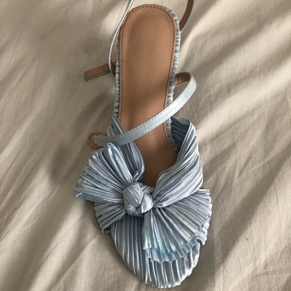Satin Blue Bow Heels